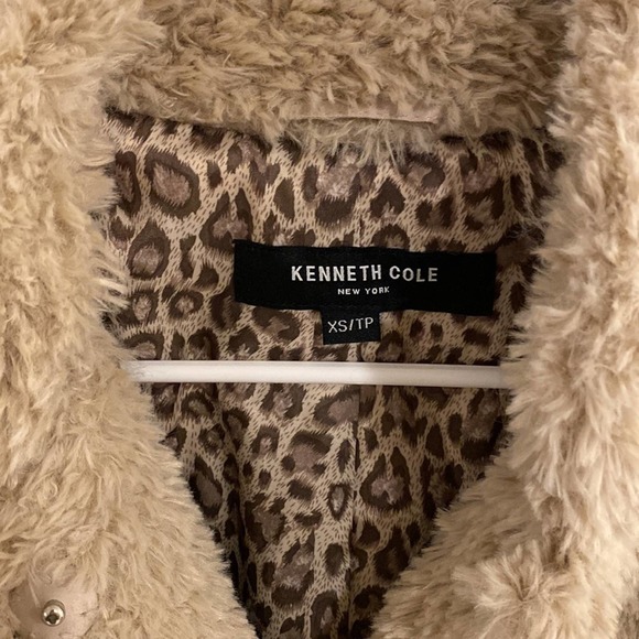 Kenneth Cole Notch-Collar Faux-Fur Coat Truffle XS - Picture 4 of 11